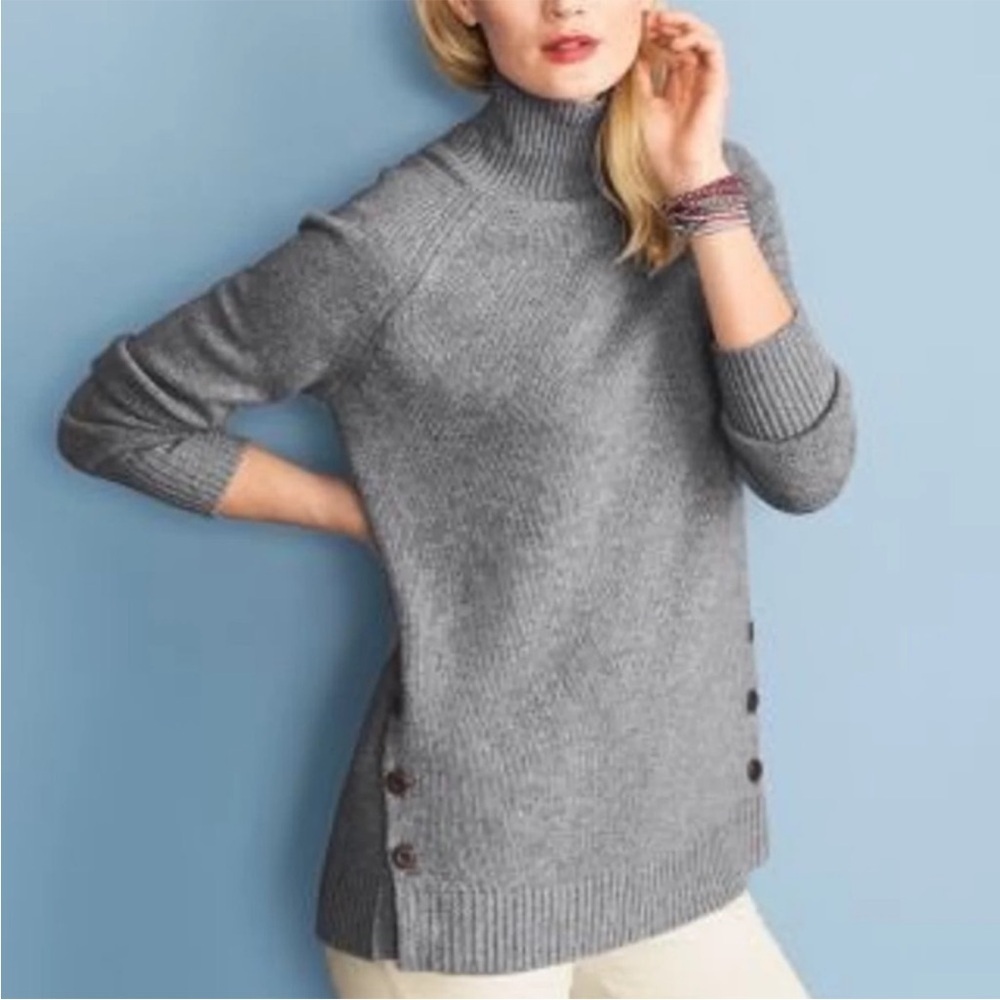Garnet Hill Side-Button Oversized Cashmere sweater XS